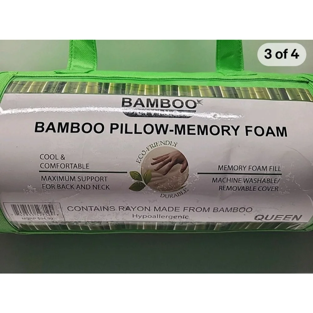 Bamboo Living Queen Maximum Support Bamboo Pillow - Memory Foam Hypoallergenic